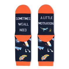 FUNNY RUNNING SOCKS: These two running socks feature running shoes, water bottles, watches, and headphones, plus a secret funny sayings "SOMETIMES WE ALL NEED A LITTLE MOTIVATION" on bottom. VERSATILE FIT: Caters to US men's 6-13 and women's 7+. Each exclusive gift box contains one pair of funny socks. PREMIUM SOFTNESS: Relish the ultra-comfortable stretch of our super soft cotton blend on your calves. GREAT GIFTS FOR RUNNERS: These funny motivational socks could be the best gift for walkers, ru Non-slip Casual Gym Socks, Casual Non-slip Socks For Gym, Casual Blue Running Socks, Blue Casual Socks For Outdoor Activities, Casual Blue Socks For Outdoor Activities, Comfortable Sports Socks With Letter Print, Monkey Food, Female Running, Wine And Pizza