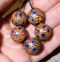 Antique Round Venetian Millefiori Italian Murrine Glass Cane Beads African Trade | eBay Large Murano Glass Beads For Jewelry Making, Traditional Large Glass Beads, Artisan Glass Spacer Beads, Trade Sign, Trade Beads, Beads, Free Shipping, Glass, Best Deals