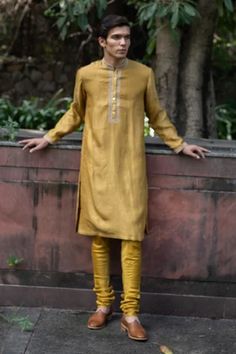 Shop for Deepthee Yellow Hand Woven Kurta And Churidar Set for Men Online at Aza Fashions Festive Unstitched Suit With Gold Embroidery For Diwali, Festive Raw Silk Gold Sherwani, Festive Gold Sherwani In Raw Silk, Traditional Unstitched Suit With Gold Embroidery For Festive, Festive Gold Embroidered Straight Kurta Salwar Kameez, Gold Embroidered Straight Kurta Sherwani, Transitional Sherwani With Gold Embroidery In Straight Kurta Style, Diwali Gold Embroidery Straight Kurta Salwar Kameez, Diwali Salwar Kameez With Gold Embroidery