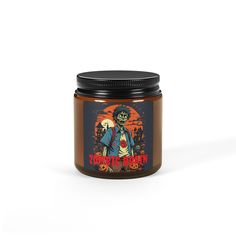 a jar of zombie peanut butter on a white background