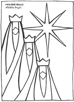 the three wise men are depicted in this coloring page