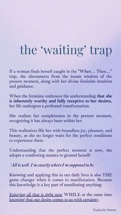 an image of a book with the title'the waiting trap'written in it