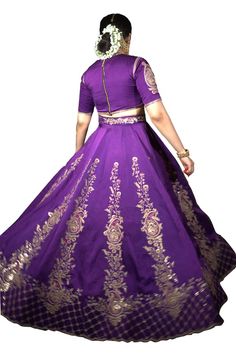 Purple lehenga with an attached cancan and sequins hand embroidery. Comes with a blouse and a dupatta. - Aza Fashions Party Wear Embroidered Lehenga In Raw Silk, Party Wear Embroidered Gown For Navratri, Embroidered Chanderi Choli For Party Wear, Embroidered Party Wear Gown For Navratri, Embroidered Party Gown For Navratri, Party Wear Unstitched Chanderi Blouse Sets, Party Wear Set With Unstitched Chanderi Blouse, Unstitched Chanderi Blouse Sets For Party Wear, Embroidered Party Wear Lehenga For Festivals