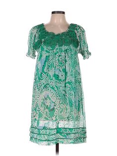 ECI Casual Dress Size: 6 Green Dresses - used. 95% RAYON, 5% SPANDEX, Square, Paisley, Short, Short Sleeve | ECI Casual Dress: Green Paisley Dresses - Used - Size 6 Green Casual Dress, Paisley Dresses, Green Dress Casual, Green Dresses, Green Paisley, Paisley Dress, Casual Dresses For Women, Casual Dress, Casual Dresses