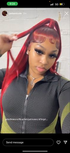 Colored Frontals Black Women, Baddie Wig Styles, Red Wig Half Up Half Down, Cute Color Wigs, Side Part Ginger Wig, Colored Wig Installs, Red Side Part Quick Weave, Ginger Half Up Half Down, Red Half Up Half Down Weave