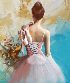 a painting of a woman in a ballerina dress with flowers on her shoulder canvas print