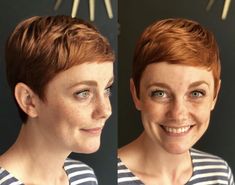 Pixie Hair Outfits, Emma Stone Short Hair Pixie, Michelle Williams Pixie Short, Pixie Geldof Short Hair, Red Hair Pixie Cut, Cara Delevingne Pixie, Short Pixie Hair, P!nk Pixie Haircut, Hair Colour For Green Eyes