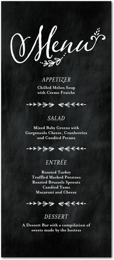 the rustic menu card is shown in brown and white