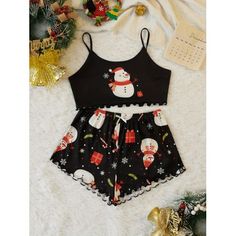 Crew Neck Cami Christmas Snowman Print women Pajama SetDescriptionComposition: 97% Polyester,3% ElastaneMaterial: PolyesterSleeve Length: SleevelessDetails: StraplessPatterned: ChristmasApplicable People: AdultSheer: NoPlacket Type: PulloversCollar Style: Crew NeckType: Pajama SetsSeasons: AllCare Instructions: Machine wash or professional dry cleanStyle: CasualPant Length: Short lengthPrinting Type: Random PrintingFabric Elasticity: Micro ElasticityWeaving Method: Knit Fabric Couple Pajamas, Mens Pajamas Set, Sleepwear Sets, Boys Pajamas, Sleepwear & Loungewear, Print Pajamas, Mens Pajamas, Fashion Couple, Pajama Set Women