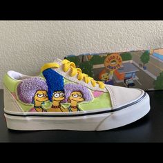 New Vans Old Skool The Simpsons The Bouviers Sneakers Womens Sz 5.5 Mens Sz 4.0 Vn0abv521m New In Box, Box Is Topless/Lidless Vans White, New Vans, Sneakers Womens, Shoes Color, Mens Vans, Vans Old Skool, Womens Vans, Old Skool, The Simpsons