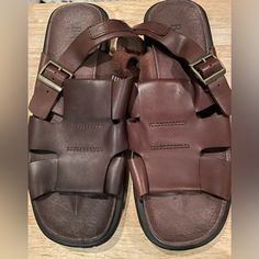 New Send Offer Bass Shoes, Suede Slides, Mens Leather Sandals, Fisherman Sandals, Walking Sandals, Brown Leather Sandals, Brown Sandals, Mens Sandals, Brown Fashion