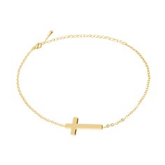 Dainty gold cross chain bracelet with lobster clasp laid out in a circle Gold Adjustable Minimalist Cross Necklace, Gold Minimalist Stainless Steel Cross Necklace, Gold Stainless Steel Minimalist Cross Necklace, Minimalist Gold Stainless Steel Cross Necklace, Adjustable Minimalist Cross Necklace, Delicate Gold Bracelet, Christian Hats, Cross Chain, Cross Bracelet