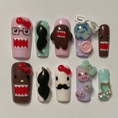 kitty claws nailz ♡🐾 open ! (@kittyclaws.nailz) • Instagram photos and videos Calico Cat Nails, Toro Inoue Nails, Character Nail Designs, Domo Hello Kitty, Mustache Nails, Kitty Nails, Punk Nails, Nails Now, Hello Kitty Nails