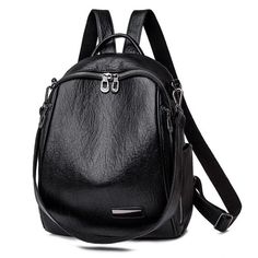 Large Capacity Fashion Quality Leisure Soft Leather Travel Backpack-Backpacks-Innovato Design-Black-Innovato Design Versatile Daily Use Leather Backpack With Anti-theft Features, Casual Leather Backpack With Anti-theft Features For Daily Use, Casual Leather Anti-theft Backpack For Daily Use, Casual Leather Anti-theft Backpack, Portable Black Backpack For Daily Use, Versatile Leather Backpack With Anti-theft Features, Casual Anti-theft Leather Backpack For Everyday, Casual Leather Backpack Portable, Black Anti-theft Backpack For On-the-go