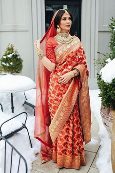 Red Ruffle Saree, Red Bridal Saree, Bridal Saree Designs, Ruffled Saree, The Colour Red, Sabyasachi Sarees, Draping Styles, Wedding Trousseau, Bridal Dupatta