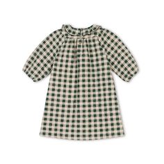 Get ready to turn heads with our stunning Hunter Green Combo dress. This elegant and playful dress features a textured vichy plaid design and a charming clown collar. Made from 100% cotton, it's perfect for any occasion and can be easily cared for with a simple machine wash. Long Sleeve Gingham Dress With Ruffles, Plaid Cotton Dress For Playtime, Playful Plaid Dress With Ruffles, Playful Plaid Dresses With Ruffles, Cute Long Sleeve Gingham Dress, Clown Collar, Quilted Dress, Simple Machine, Combo Dress