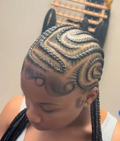 Dollar Sign Cornrows, Blonde Scalp Braids, Big Alicia Keys Braids, Feed In Designs, 3 Feed In Braids, Feedin Braids With Design, Stitch Braids Designs, Cute Lemonade Braids, Braid To The Back