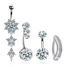 PRICES MAY VARY. 💎SUPER SPARKLY - UHIBROS surgical stainless steel belly button ring paved with top grade shiny CZ (Cubic Zirconia), cute and dainty, unlike gloomy rhinestones, Zirconias sparkle like real diamonds and reflect rainbow gloss in sunshine. 💎HYPOALLERGENIC BELLY BUTTON RING - Belly piercing jewelry kit are made of High-Quality 316L surgical steel, hypoallergenic, safe material and nickel & lead & cadmium free, harmless your skin. Highly polished surface, shiny and elegant. Lightwei Navel Piercing Jewelry, Belly Button Piercing Jewelry, Belly Piercing Jewelry, Jewelry Kit, Body Jewelry Piercing, Navel Piercing, Button Rings, Belly Piercing, Belly Button Ring