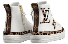 Louis Vuitton LV Stellar 1A5NP2 Luxury Sneakers With Laces, Luxury High-top Custom Sneakers With White Sole, Luxury High-top Custom Sneakers With Perforations, Luxury White High-top Sneakers With Laces, Louis Vuitton Shoes Heels, Louis Vuitton Boots, Trainer Boots, Louis Vuitton Shoes, Shoes White