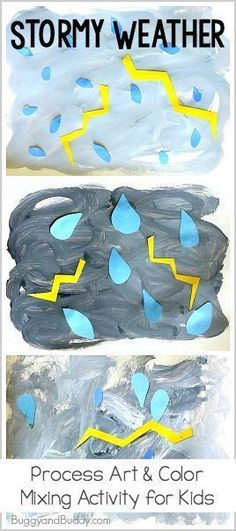 the process for making stormy weather art and color mixing activity