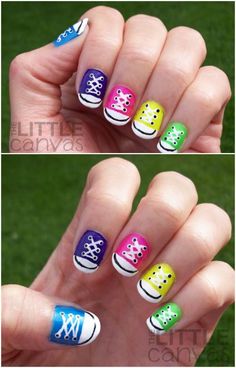 Sneaker Nail Art, Converse Nail Art, Sneaker Nails, Converse Nails, Diy Converse, Pink Glitter Nails, Pink Nail Art, Trendy Nail Art, Manicures Designs