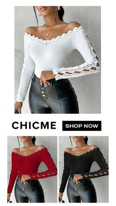 Off Shoulder Hollow Out Lace Top #tops #womentops #fashion #style #casualwear #shopping #onlinefashion Dresses Off Shoulder, Shoulder Off, Off The Shoulder Tops, Dress Tops, Tops Long Sleeve, Shoulder Tops, Hollow Design, Off The Shoulder Dress