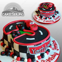 a birthday cake with cars on it