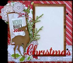 a christmas card with an image of a deer and snowflakes in the background