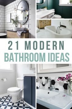 Looking for modern bathroom design ideas? Here are 21 modern bathroom designs to inspire your next home renovation project! Modern Boho Bathroom, Guest Bathroom Renovation, Modern Bathroom Renovations, Bathroom With Tub, Guest Bathroom Remodel, Modern Bathroom Tile, Diy Terrarium, Eclectic Bathroom, Modern Farmhouse Bathroom