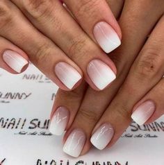 Mat Makeup, Ombre Nail Design, French Fade Nails, Ombre Nails Tutorial, Fake Acrylic Nails, Faded Nails, Unghie Sfumate, Milky Nails, Nail Designs Tutorial