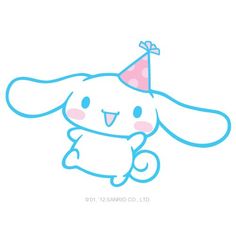 a cartoon bunny with a party hat on