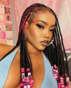 Beads On Natural Hair, Knotless Braids With Beads Hairstyles, Short Knotless Braids With Beads, Short Knotless Braids, Braids With Beads Hairstyles, Short Knotless, Knotless Braids With Beads, Beads Hairstyles, Short Box Braids Hairstyles