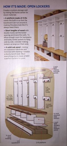 the instructions for how to make open lockers in a home or office area are shown