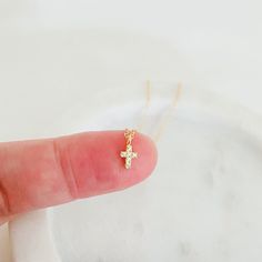 Tiny Rose Gold Cross CZ Necklace, Christening Gift, First Communion Necklace, Baptism Jewelry, Catholic Necklace, Rose Gold Cross, Dainty - Etsy Guatemala Catholic Necklace, Necklace Rose Gold, Cz Necklace, Necklace Rose, Christening Gifts, Gold Cross, First Communion, Guatemala, Christening