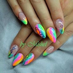 @pelikh_ ideas nails Shellac Nail Designs, Edge Nails, Nail Design, Hippie Nails, Cute Nail Art Designs, Nail Photos, Super Nails, Neon Nails, Cute Nail Art