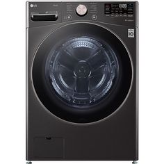 the front view of a washing machine on a white background