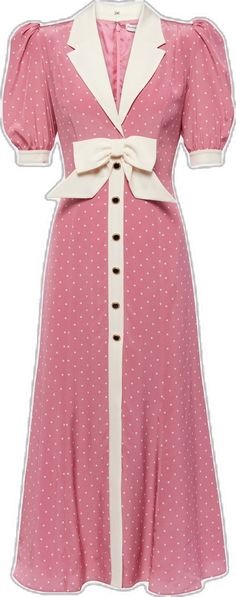 Silk Polka Dot Spring Dress, Silk Polka Dot Dress For Spring, Spring Silk Polka Dot Dress, Rich Clothes, Alessandra Rich, Silk Maxi, Silk Maxi Dress, Pink Maxi Dress, Bow Detail