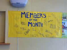 a bulletin board with the words members of the month written on it