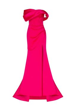 Buy【 Fuchsia Princess strapless gown with thigh slit 】at ❤️ Milla Dresses ❤️ Wide size range from XXS to XXL ✈️ FREE shipping across the USA ✔️ Return in 14 days. Atlas Dress, Milla Dresses, Princess Mermaid, Straight Across Neckline, Tulle Maxi Skirt, Dress Weights, American Fashion Designers, فستان سهرة, Usa Dresses