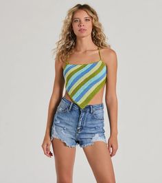 This striped crochet crop top is all about the beach life! Featuring a square neckline, spaghetti straps, and a strappy open back, this top is perfect for summer fun. Its cropped hem adds a trendy touch. Complete the look in denim shorts.Fit & FeaturesStriped pattern, crochet fabric, no stretchSquare necklineSpagehtti strap, strappy open backCropped hemRuns true to size Spring Vacation Striped Halter Top, Striped Halter Top For Spring Beach Outing, Striped Crop Top For Beach In Spring, Spring Striped Crop Top For Beach, Striped Crop Top For Spring Beach Outing, Striped Sleeveless Crop Top For Beach, Spring Striped Halter Top, Striped Halter Top For Spring And Summer, Striped Halter Top For Summer Beach