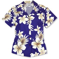 beachcomber purple hawaiian lady blouse Hawaiian Wear, Kimono Shirt, Tropical Shirts, Tropical Floral Print