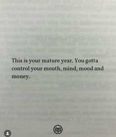 an open book with the words'this is your nature year you gota control your mouth, mind, mood and money