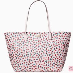 Kate Spade Shore Street Bold Roses Margareta Tote New With Tags! Still In Purchasing Wrap, Never Opened. Details: - Color: Pink Multi - 11.3" H X 15.6" W X 6.2" D - Handle Drop 10" - Saffiano Pvc - Two Way Spade Jacquard Lining - Metal Staple Logo - Drop In Top Zip Closure - Front Slip & Back Zip Pockets From A Smoke And Pet Free Home Jimmy Choo Boots, Kate Spade Purse Black, Kate Spade Shoulder Bag, Kate Spade Totes, Kate Spade Tote Bag, Nylon Tote Bags, Woven Tote Bag, Kate Spade Purse, Black Leather Bags