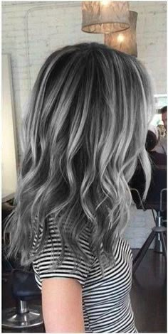 Grey Ombre Hair, Grey Hair Dye, Silver Hair Color, Gray Hair Highlights, Trendy Hair Color, Hair Color Blue, Ombre Hair Color, Hair Dye Colors