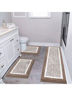 Pauwer 3 Pieces Bathroom Rugs SetsUltra Soft Non-Slip Bathroom Rugs And Mats SetsMicrofiber Absorbent Bath Rugs This bathroom floor mat is extremely fluffy and softgiving your feet a soft and comfortable feelingand bringing you an excellent bathroom experience. Pauwer bathroom rug mat sets 3 pieces to have strong anti-slip properties and can hold the ground firmlyso you no longer have to worry about slipping in the bathroom. Pauwer bathroom mat sets have a super water absorption capacitywhich c Non Slip Bathroom Flooring, Bathroom Mat Sets, Couples Wall Art, Bathroom Floor Mat, Bathroom Bath Mats, Toilet Mat