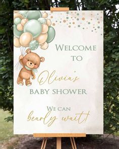 Teddy Bear Baby Shower Welcome Sign We Can Bearly Wait Baby Shower Ideas, Baby Shower Chalkboard, Teddy Bear Theme, Baby Teddy Bear, Poster Sizes