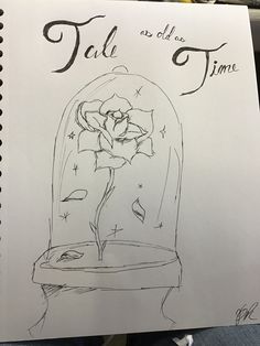 a drawing of a rose in a glass dome with the words tali al dios time on it