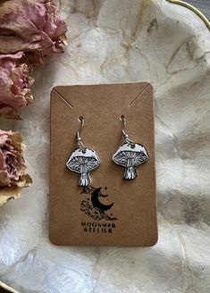 Cheap Mushroom Design Earrings Gift, Mushroom Design Dangle Earrings For Gift, Mushroom Design Dangle Jewelry Gift, Crochet Needle Case, Cute Mushroom Design Dangle Earrings, Nature-inspired Dangle Earrings With Mushroom Design, Tiny Mushroom, Aluminum Earrings