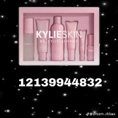 an advertisement for the new kyleskin skin care line, featuring five bottles and one bottle