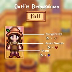 an image of a game screen with the words fall and other items in front of it